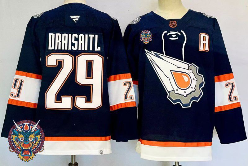 Men Edmonton Oilers 29 Draisaitl Drak Blue Fanatics 2025 NHL Jersey style 4